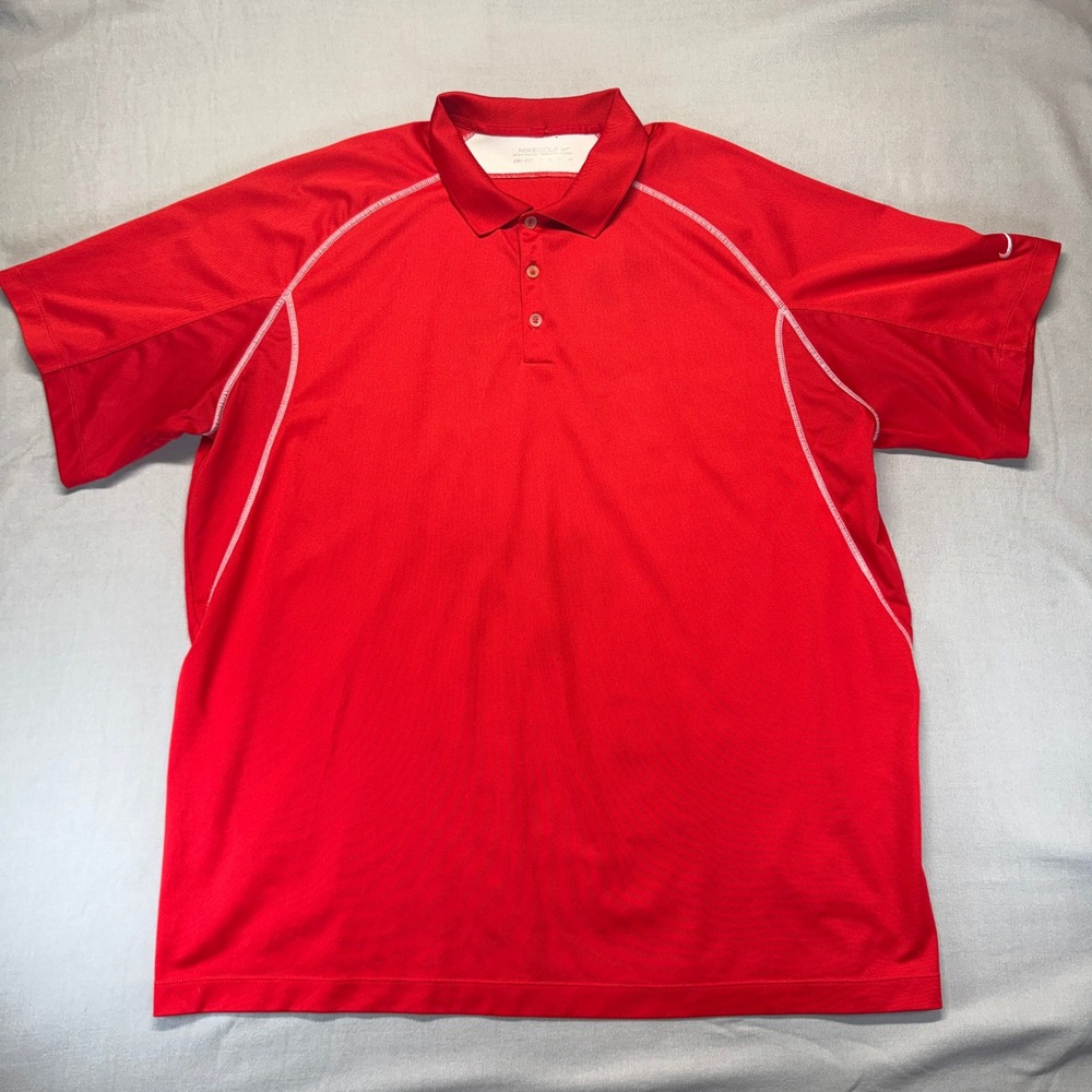 Nike Golf Polo Men 3XL Red Short Sleeve Dri-FIT Athletic Contrast Stitch Shirt